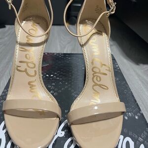Sam Edelman Ariella Nude Patent Ankle Strap Heels Women’s Size 7